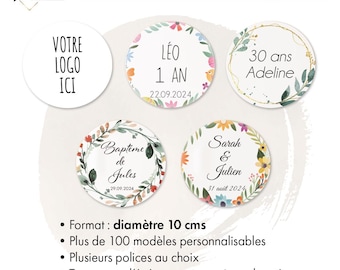 Ronde zelfklevende etiketten van 10 cm, gepersonaliseerd voor bruiloften, doopfeesten, verjaardagen, persoonlijke tekst, op maat gemaakt!