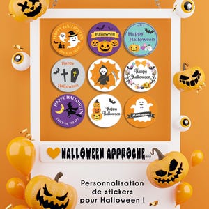 Etiquettes adhésives spéciales halloween, pour les paquets de bonbons... 15 motifs disponibles et pleins d'autres en cours de création