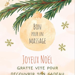 Carte a gratter - 10x15 - Noël - annonce grossesse - message caché - cadeau ! bébé en route - marraine - mamie - papi - message aux choix n°1