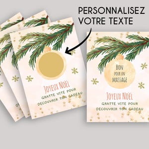 Carte a gratter - 10x15 - Noël - annonce grossesse - message caché - cadeau ! bébé en route - marraine - mamie - papi - message aux choix