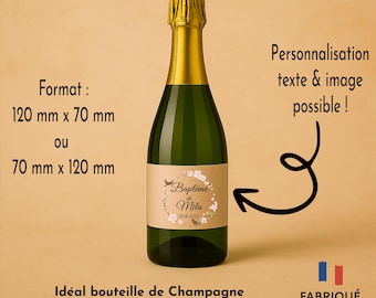 75cl wijn- of champagneflesetiketten om te personaliseren, keuze uit ontwerp, verjaardagsdecoratie, bruiloft, doop, babyshower, vrijgezellenfeest