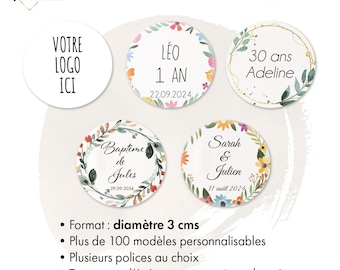 Ronde zelfklevende etiketten van 3 cm, gepersonaliseerd voor bruiloften, doopfeesten, verjaardagen, persoonlijke tekst, op maat gemaakt!