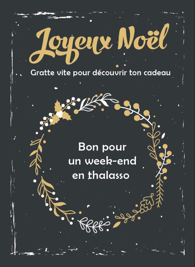 Carte a gratter - 10x15 - Noël - annonce grossesse - message caché - cadeau ! bébé en route - marraine - mamie - papi - message aux choix n°2