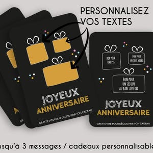 Carte a gratter - 10x15 - Anniversaire - multi message caché - cadeau ! jusqu'à 3 messages cadeaux au choix sur la même carte !