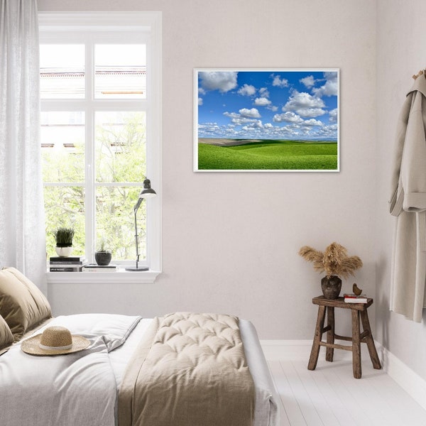 Walla Walla Framed Wall Art Landscape with Clouds Poster for Living Room or Bedroom