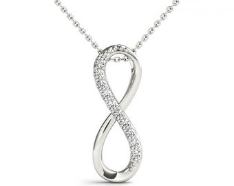 Diamond Infinity Necklace, 14K Gold Necklace, Pavé Diamonds, Infinity Charm, Unique Jewelry Gift, Mother's day gift, Well-Crafted, Elegant