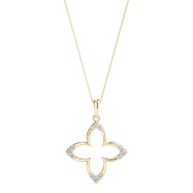 14K Gold Lotus Leaf Brooch With Moissanite & Pearl – Elegant Flower Design Brooch, Unique Jewelry Gift For Women - View #5