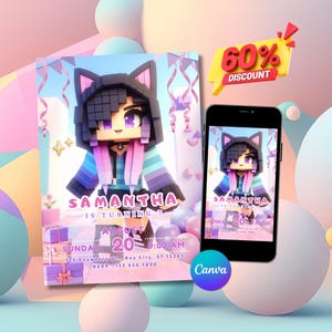 Aphmau Birthday Invitation, Customizable Aphmau Invitation, Aphmau Invites, Aphmau Minecrafter, Minecrafter Invite, Minecrafter, Aphmau