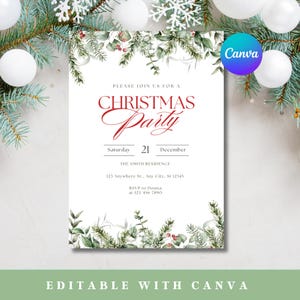 Editable Christmas Party Invitation, Christmas Party Invitation, Christmas Invitation, Printable Christmas Party Invite, Invitation Template