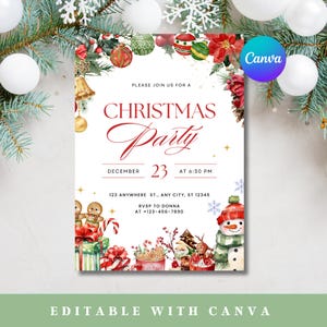 Christmas Party Invitation, Editable Christmas Party Invitation, Christmas Invitation, Printable Christmas Party Invite, Christmas Dinner