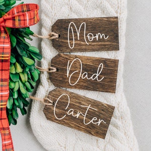 Wooden Stocking Tag Personalized Stocking Tags Christmas Stocking Tags Beaded Stocking Tags Beaded Name Tags Wooden Gift Tags for Stocking