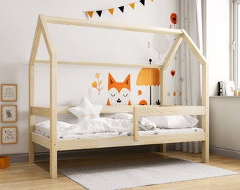 Hausbett, Kinderbett, Lit cabane, Lit Montessori House, Lit maison pour tout-petits, Hausbett, Lit enfant Maison, Lit enfant, Lit enfant, Lit au sol