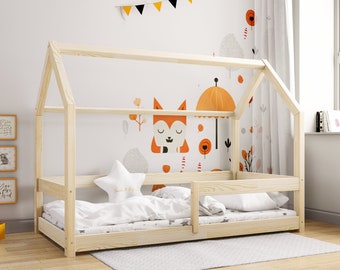 Hausbett, Kinderbett, Lit cabane, Lit Montessori House, Lit maison pour tout-petits, Hausbett, Lit enfant Maison, Lit enfant, Lit enfant, Lit au sol