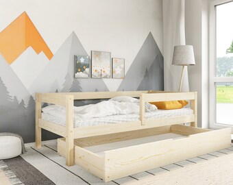 Kleinkindbett mit Schublade, Kinderbett mit Schublade, Lit enfant avec tiroir, Lit enfant, Montessori-Bett, Kinderbett mit Schublade, Kinderbett