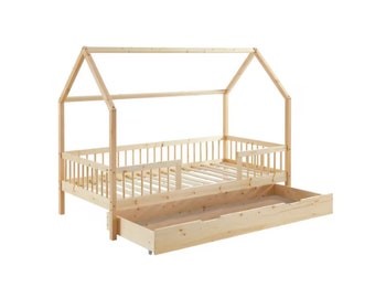 Cama de casa con cajón, Cama para niños pequeños con cajón, Hausbett mit Schublade, Cama para niños, Lit avec tiroir, Lit enfant, Letto per bambini, Cama