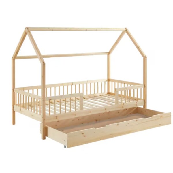 Hausbett mit Schublade, Kleinkindbett mit Schublade, Hausbett mit Schublade, Kinderbett, Lit avec tiroir, Lit enfant, Letto per bambini, Bett