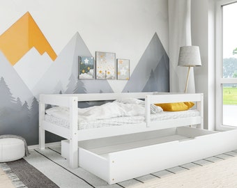 Kleinkindbett mit Schublade, Kinderbett mit Schublade, Lit enfant avec tiroir, Lit enfant, Montessori-Bett, Kinderbett mit Schublade, Kinderbett