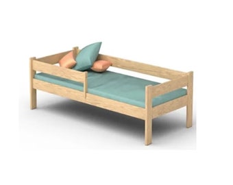 Montessori bed, Peuterbed met lattenbodem, Vloerbed, Kinderbed, Kinderbed, Bett mit Barrieren und Lattenrosten, Lit enfant, Letto per bambini