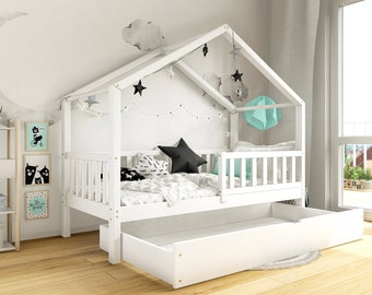 Lit maison avec tiroirs, Lit enfant avec tiroirs, Hausbett mit Schubladen, Lit enfant, Lit avec tiroir, Lit enfant,Letto per bambini,Cama