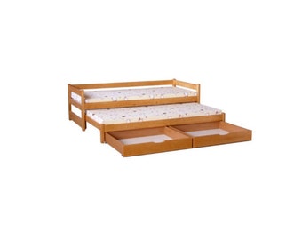 Lit enfant avec lit gigogne+tiroirs, Lit Montessori avec lit gigogne, Lit twin size, Lit gigogne, Lit enfant, Ein Bett mit ausziehbarer