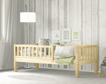 Montessori bed, Peuterbed met lattenbodem, Vloerbed, Kinderbed, Kinderbed, Bett mit Barrieren und Lattenrosten, Lit enfant, Letto per bambini