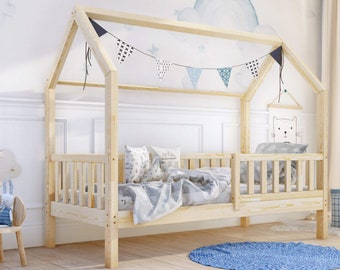 Hausbett, Kinderbett, Lit cabane, lit Montessori House, lit maison pour tout-petits, Hausbett, Lit enfant Maison, Lit enfant, Lit enfant,