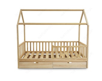 House bed with drawers, Toddler bed with drawers, Hausbett mit Schubladen, Childrens Bed, Lit avec tiroir, Lit enfant,Letto per bambini,