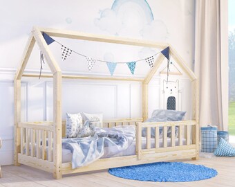 Hausbett, Kinderbett, Lit cabane, lit Montessori House, lit maison pour tout-petits, Hausbett, Lit enfant Maison, Lit enfant, Lit enfant,