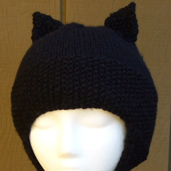 KitKat cappello, Kitty nero gatto cappello beanie orecchio patta cappuccio maglia pompon di kitty