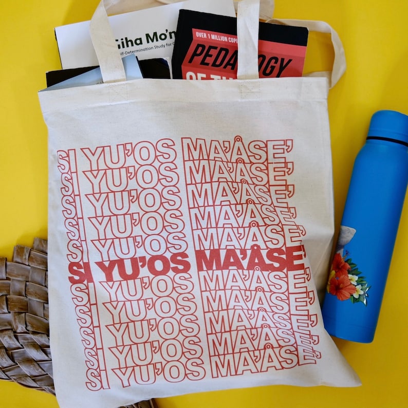 NENEEE Si Yu'os Ma'åse' reusable canvas tote bag image 1