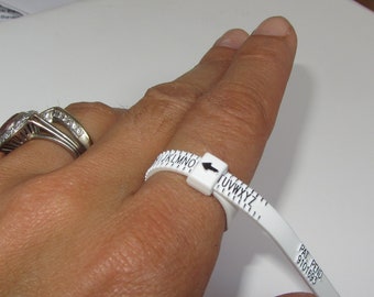Belt Ring Sizer, reusable ring gauge, UK sizes, ring sizing british, finger measurement, Adjustable plastic ring size finder, multisizer