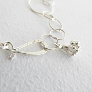 Handmade bracelet with floral stems charm In recycled sterling silver 925, adjustable chain, ready to ship, gift for her image 6