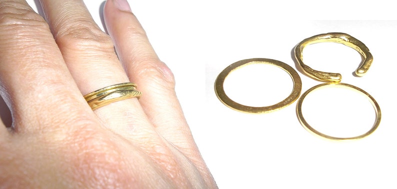 Tiny Solid gold ring, 18K 18 Karat yellow gold stacking ring 1mm, minimalist 18ct gold stacking ring image 9