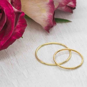 Tiny Solid gold ring, 18K 18 Karat yellow gold stacking ring 1mm, minimalist 18ct gold stacking ring image 1