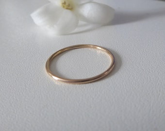 18K gold minimalist rings set, tiny solid gold knuckle ring, midi ring, gold stacking ring, dainty skinny band, Barely There rings