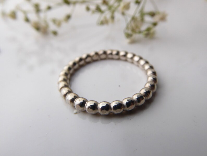 Beaded Orbs Sterling Silver stacking ring, bubble balls ring, stacking silver ring, alternative wedding, ethical gift for women, eco silver image 6