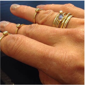 Tiny Solid gold ring, 18K 18 Karat yellow gold stacking ring 1mm, minimalist 18ct gold stacking ring image 5