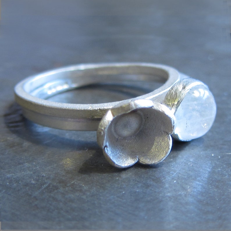 Bague fleur en argent massif Blum Blum petite bague avec fleur argent 1er titre 925 bague a empiler bague myosotis image 9