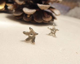 flower Earrings studs in recycled sterling silver 925 - Flower earposts, bridal jewelry, bloom