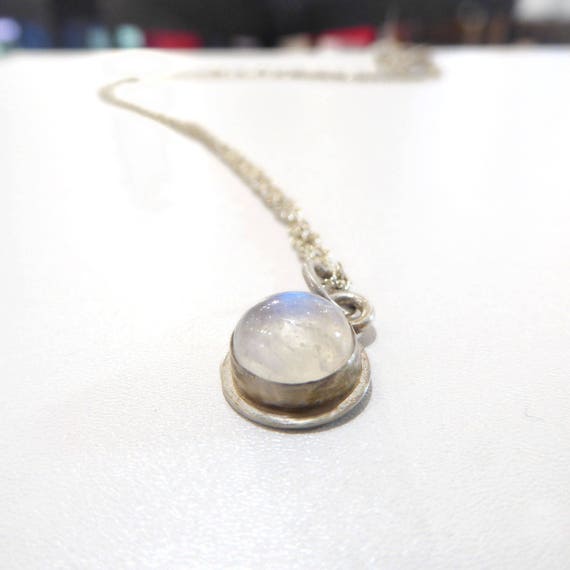 Moonstone necklace in sterling silver handmade round pendant | Etsy