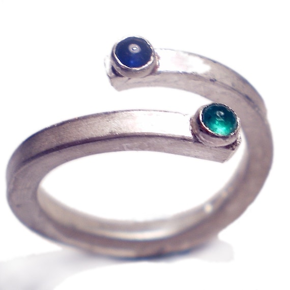 Ladies Blue Sapphire 18ct White Gold GF Gift Wedding Gemstone Ring Size 8-Q