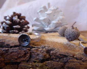 Oxidised silver Cuppa Ring, mini domed stacking ring in sterling silver - hallmarked jewelry