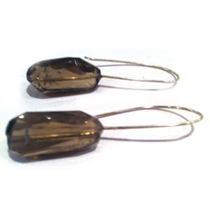 Boucles d'Oreilles en Argent et quartz fume image 1