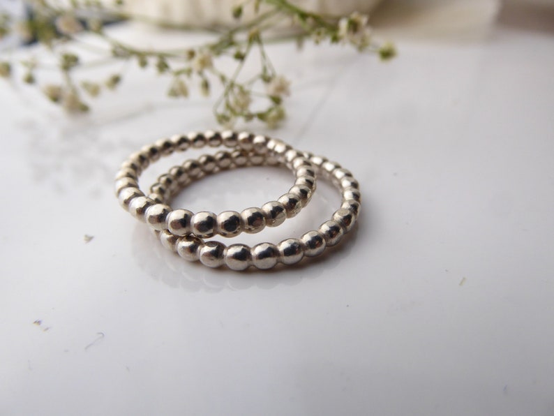 Beaded Orbs Sterling Silver stacking ring, bubble balls ring, stacking silver ring, alternative wedding, ethical gift for women, eco silver image 1