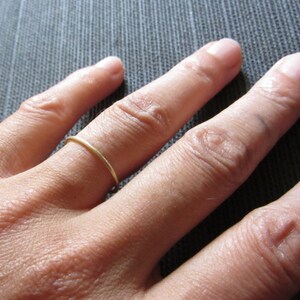 Tiny Solid gold ring, 18K 18 Karat yellow gold stacking ring 1mm, minimalist 18ct gold stacking ring image 3