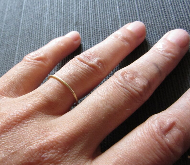 Tiny Solid gold ring, 18K 18 Karat yellow gold stacking ring 1mm, minimalist 18ct gold stacking ring image 3