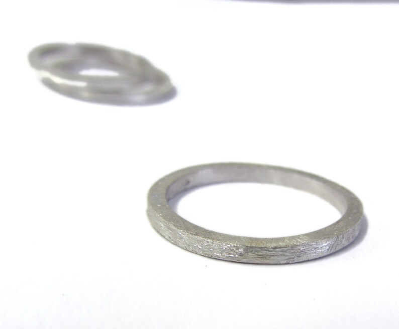 brushed silver rustic wedding ring handmade in England Square sterling silver matte ring Jewelry alternative wedding band Hogart