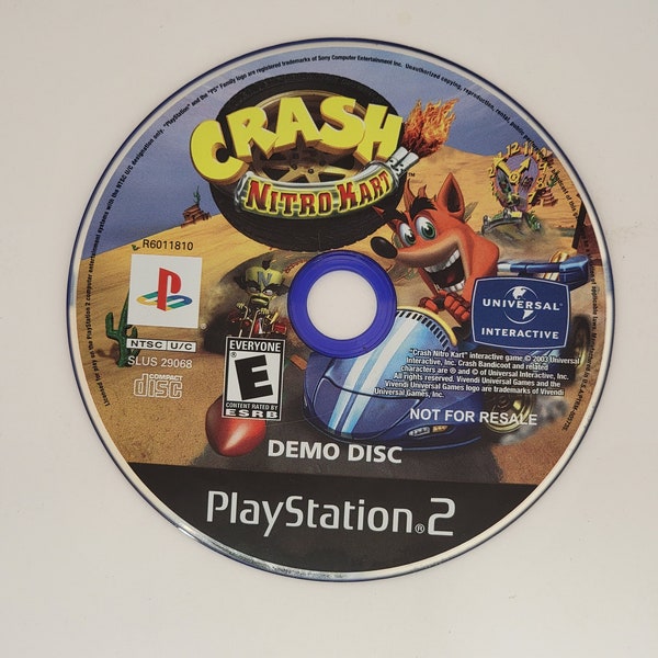 Crash Nitro Kart Demo Disc PlayStation 2 PS2 Game 30-Day Warranty