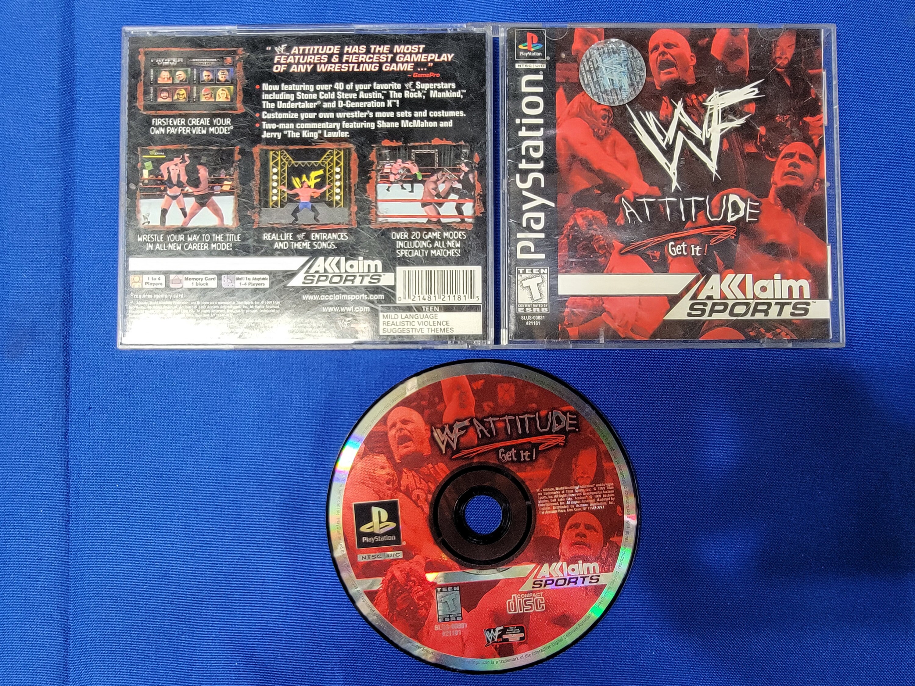 WWF Attitude Get It PlayStation PS1 Game 30-Day Warranty