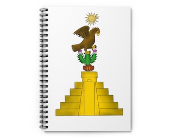 Aztec Eagle on Pyramid Accent Mug | Mexican Coat of Arms Inspired | Spiral Notebook - Ruled Line | Journal | Notepad,Stationery | Diary
